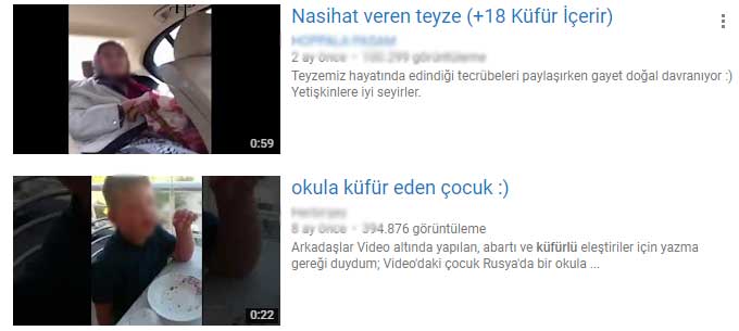 Küfürlü youtube içerikleri